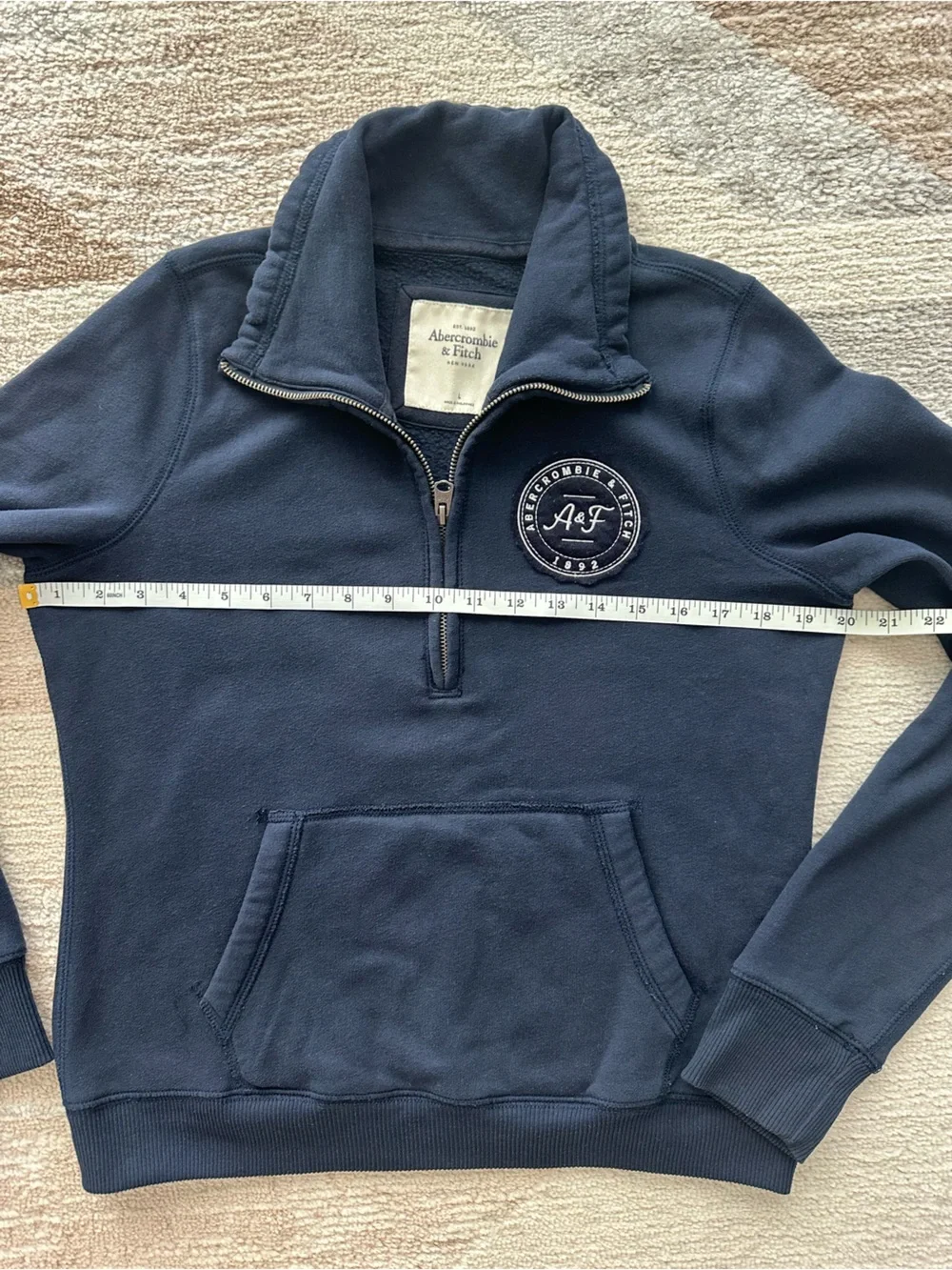 Abercrombie & Fitch Women’s Navy Half-Zip Pullover with Patch Size L
